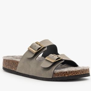 REFRESH🇺🇲 Leo Fuzzy Sandals in Stone footwear